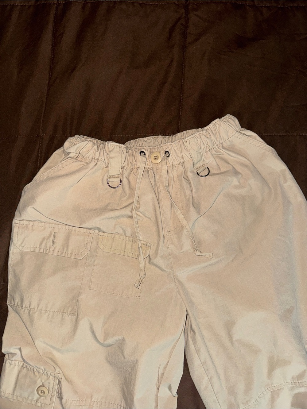 Charlotte Russe Light Beige Cargo Drawstring Pants